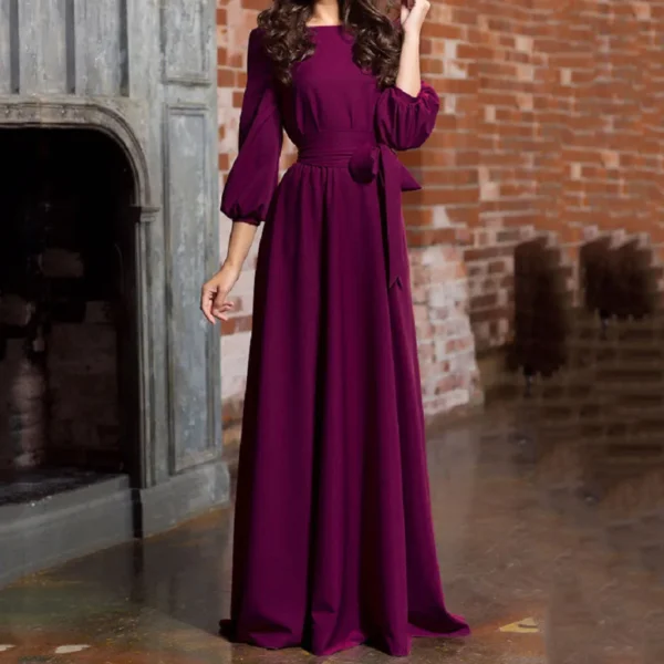 Dresses Medium Length Long Casual Party Sleeve Summer Solid With Belt Women Dress Dresses Women'S Dress Ropa Mujer 1