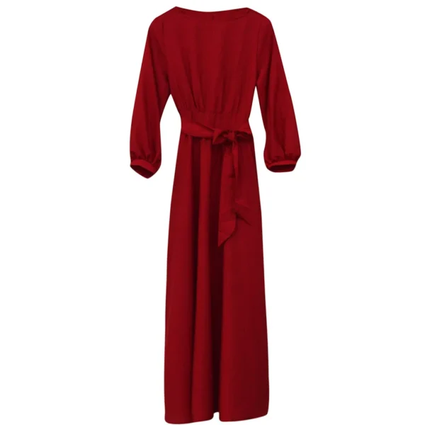 Dresses Medium Length Long Casual Party Sleeve Summer Solid With Belt Women Dress Dresses Women'S Dress Ropa Mujer 4