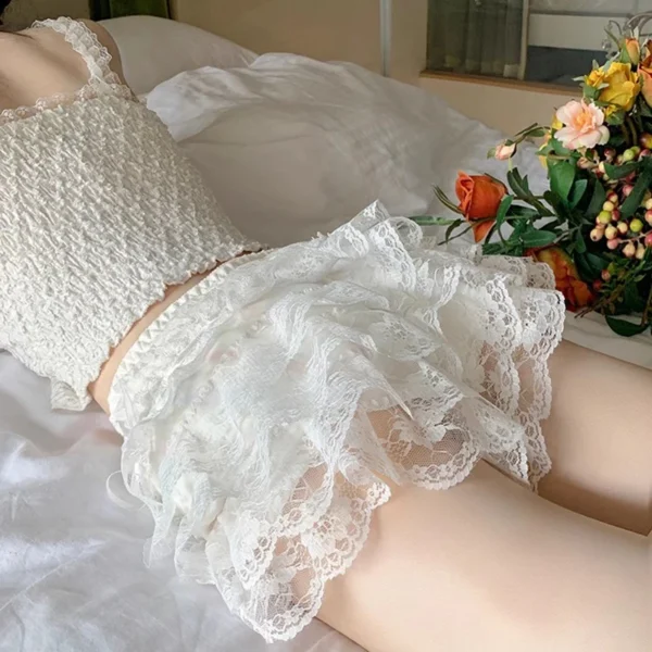 Floral Lace Lolita Safety Pants Women Summer Shorts Petticoat Underpants Girls Fashion Princess Loose Shorts 3