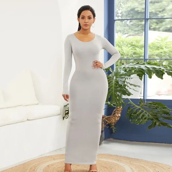 HOT SALES!!! Spring Autumn Sexy Long Dress Women Long Sleeve Round Neck Bodycon Maxi Dress evening party Dress 4
