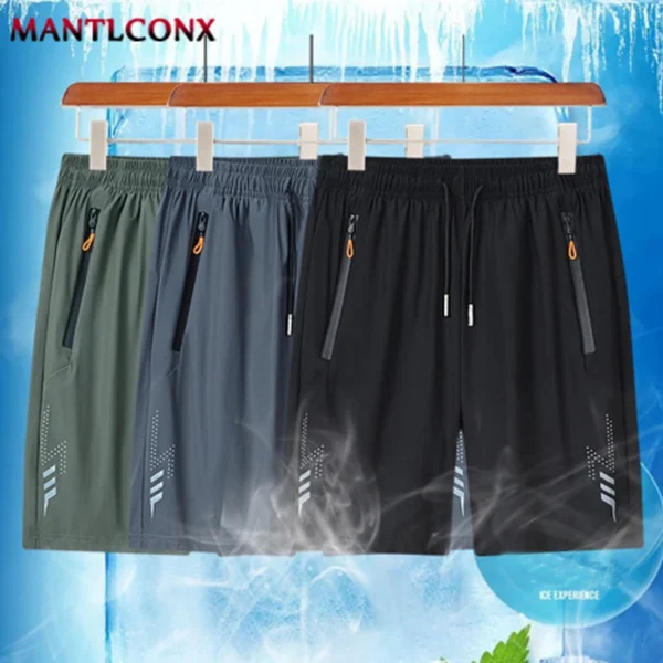Solid Men's Beach Shorts Sports Short Pants Jogging Running Quick Dry Board Shorts Men Summer Thin Zipper Pockets Loose Bottom 3