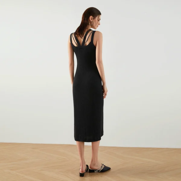 BC-175 Designer Women's Clothing Slim Fit Knitted Dresses Merino Wool Silk Vest Long Dress Ladies Clothes 6