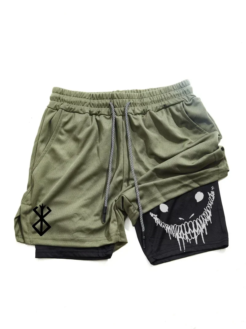 Berserk- Men's 2-in-1 sports shorts, running quick drying shorts, gym and fitness training, double layered 3