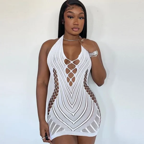 Sexy Fishnet Halter Backless Dress Low Cut Tight Pencil Cute Dress Mini Short Dress Nightclub Dance Dress Dresses For Women 2023 3