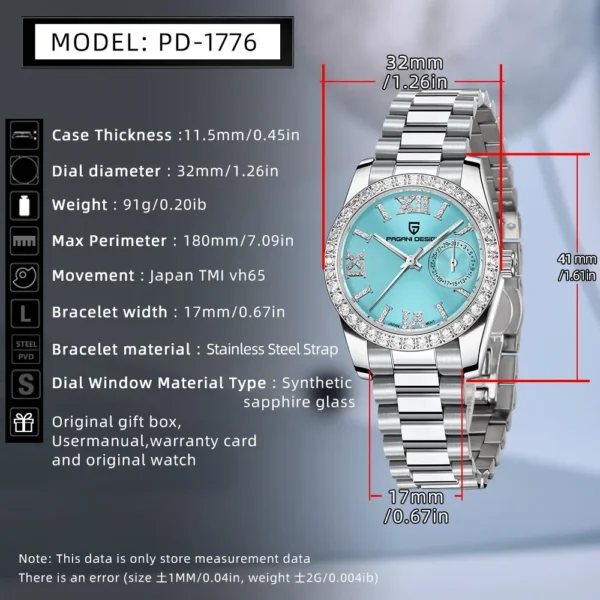 PAGANI DESIGN 2026 New 32MM Women's Wristwatch Elegant Luxury Quartz Watch For Women Fashion Waterproof Watches Sapphire Clock 6