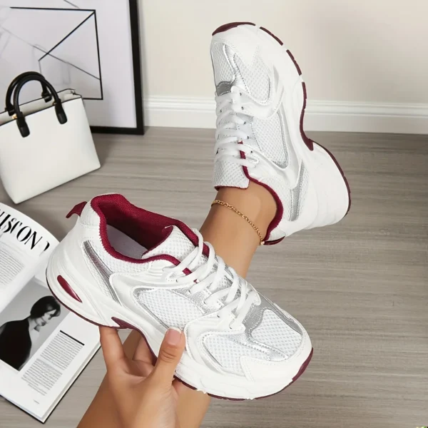 Women Retro Mesh Chunky Dad Sneakers Thick Sole Platform Height Increasing Casual Shoes Lace Up Non Slip Walking Trainers Fashion All Match Multicolor Daily Outdoor Sports Footwear For Ladies All Seasons Daily Wear 4